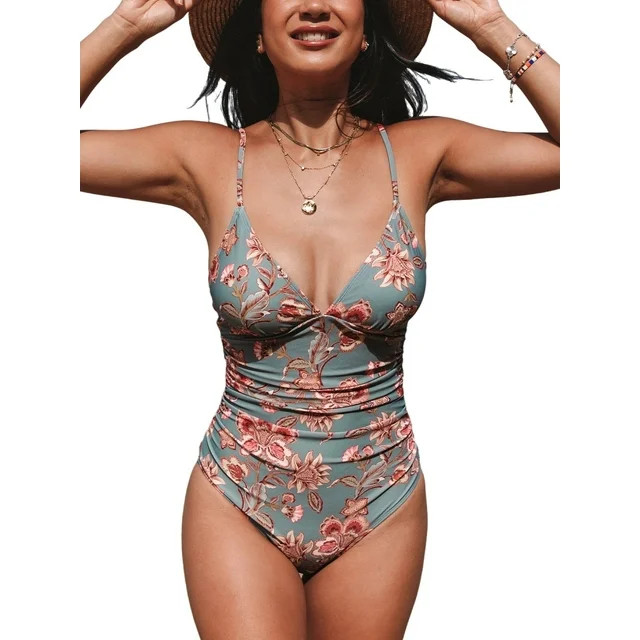 Cupshe Women\'s One Piece Swimsuit Tummy Control V Neck Bathing Suit Size L Cupshe Women\'s One Piece Swimsuit Tummy Control V Neck Bathing Suit Size L