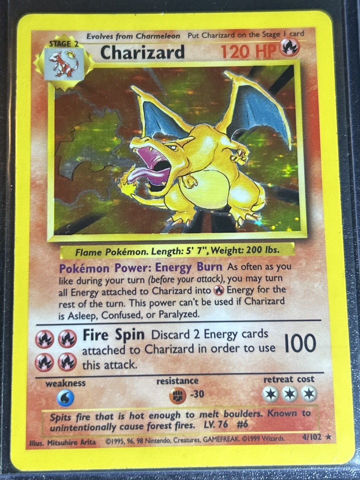 Charizard 4/102 Base Set Unlimited Holo Rare MP