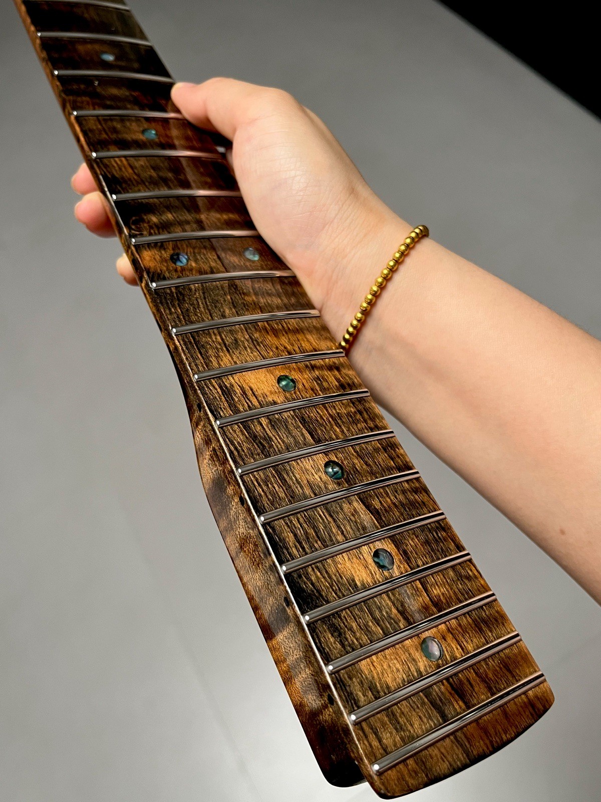 Stainless 22fret Roasted Flame Maple Electric Guitar Neck Gloss Bone nut