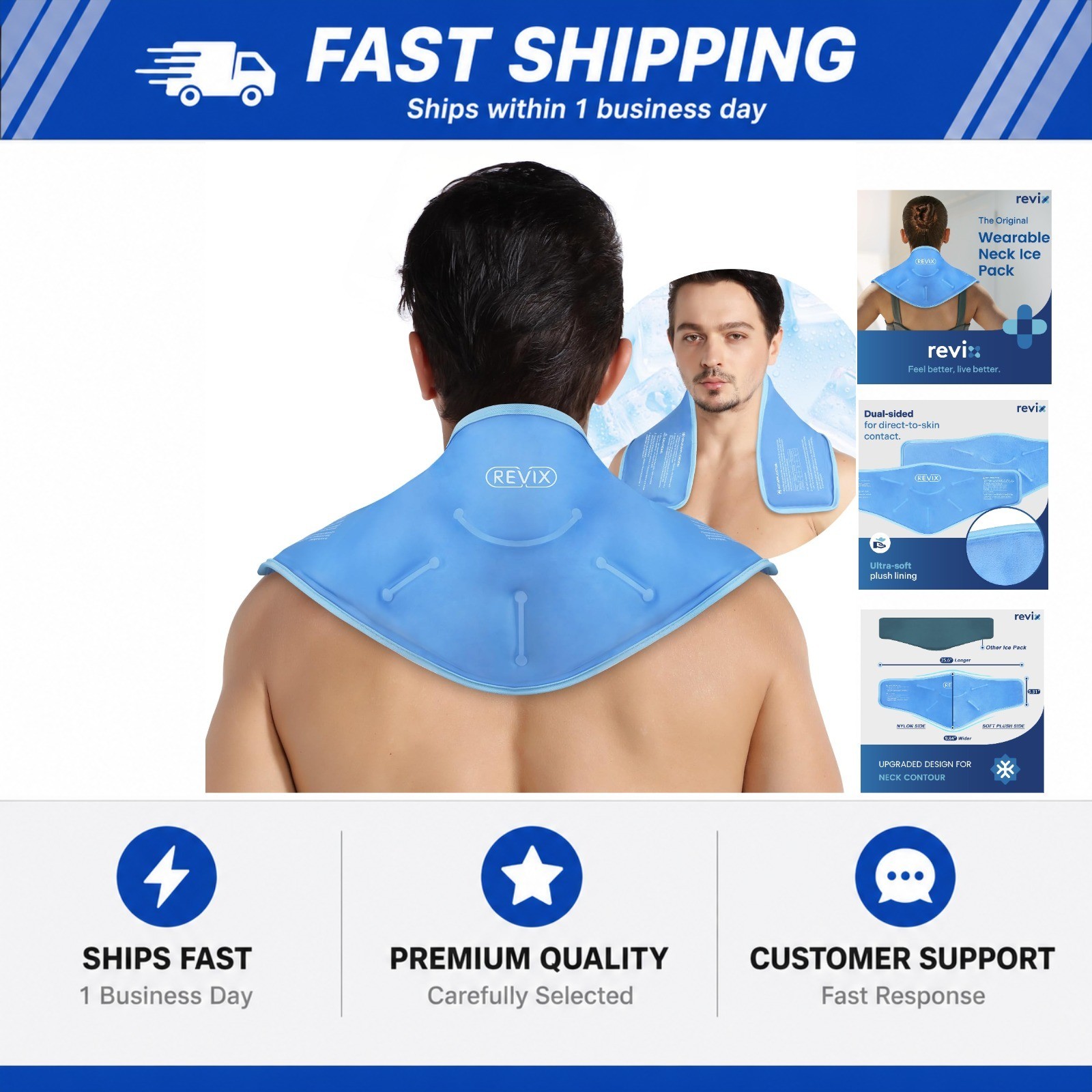 REVIX Neck Ice Pack Wrap – Reusable Hot Cold Gel Pack for Neck and Shoulder