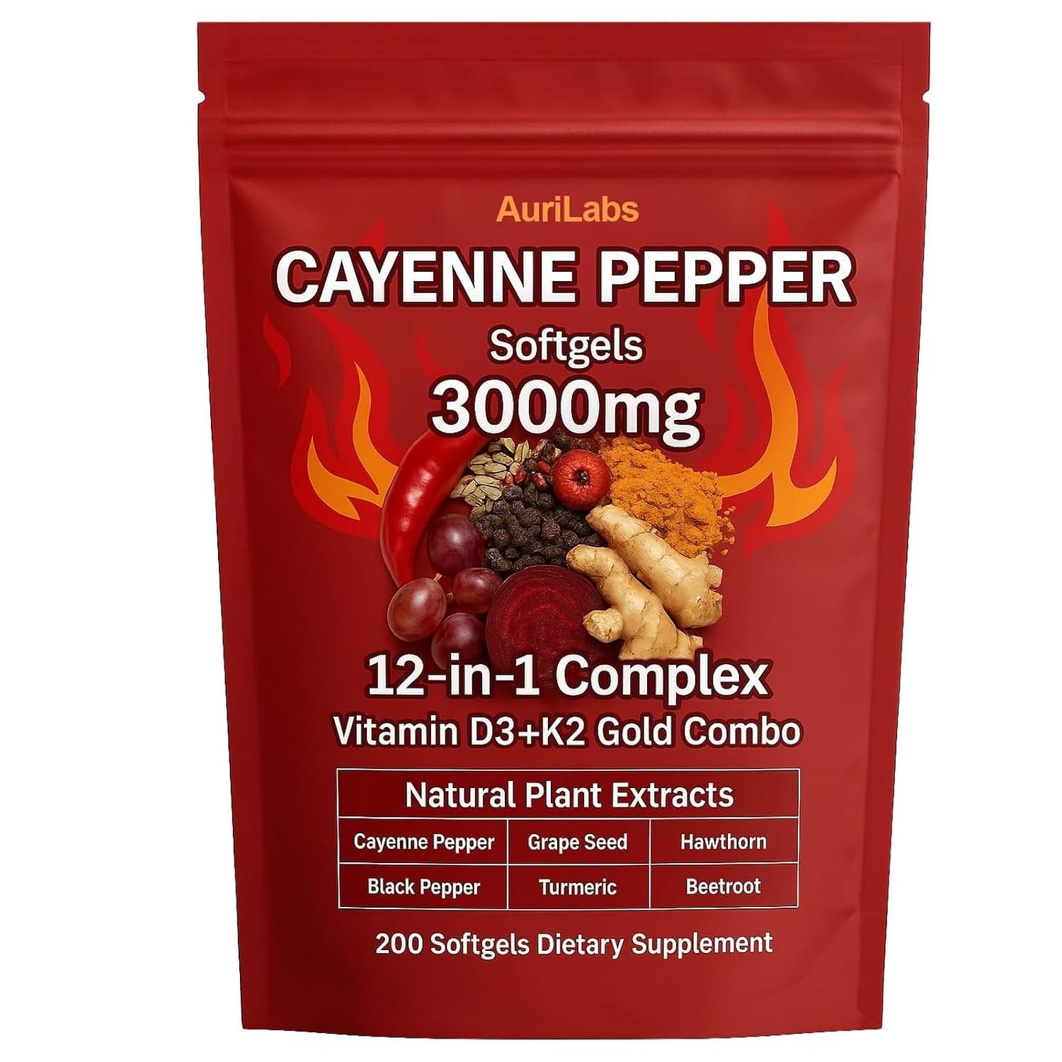 Aurivita Cayenne Pepper Softgels Vitamin D3 K2 Beetroot Grape Seed Extract Aurivita Cayenne Pepper Softgels Vitamin D3 K2 Beetroot Grape Seed Extract