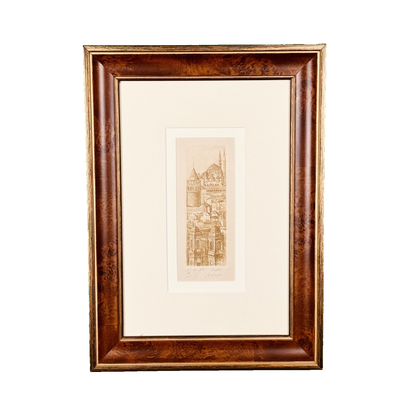 Hagia Sophia Grand (Blue) Mosque Original Hand Signed Engraving Istanbul Turkey