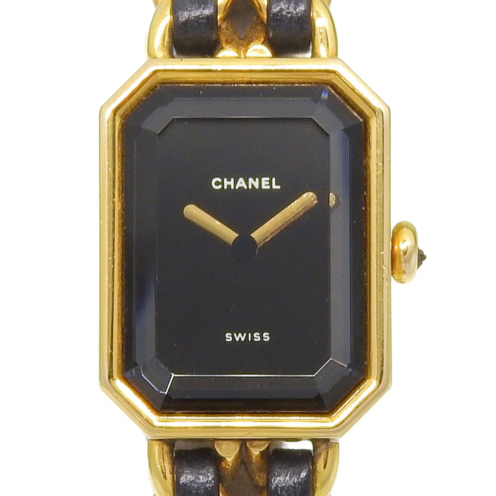 CHANEL Premiere M Watches H0001 blackDial Plated Gold/leather Quartz Analo...