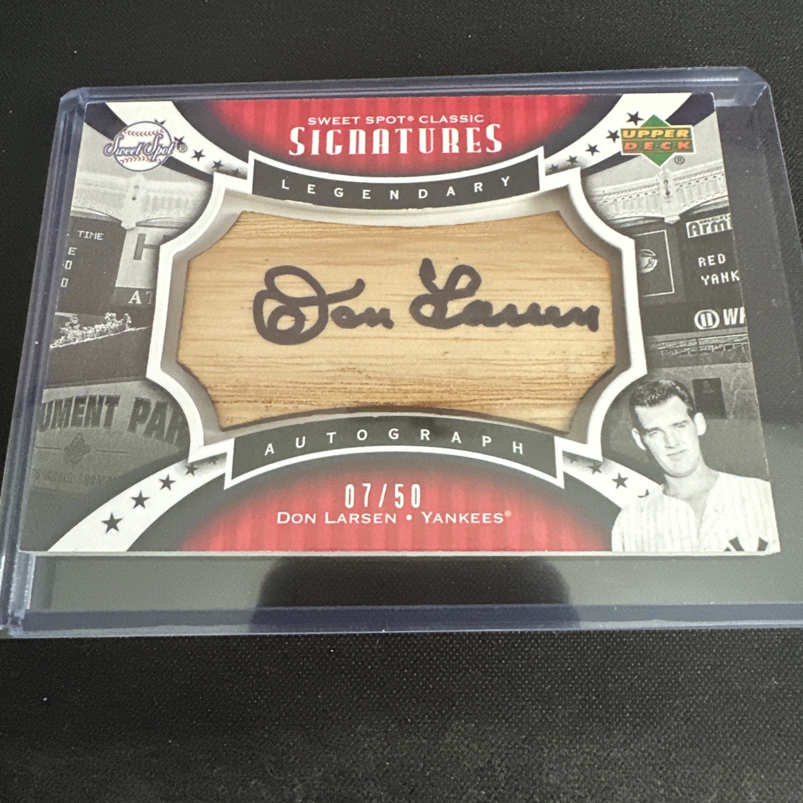 2007 UD Sweet Spot Classic Signature Don Larsen Black /50 1956 Perfect Game Auto