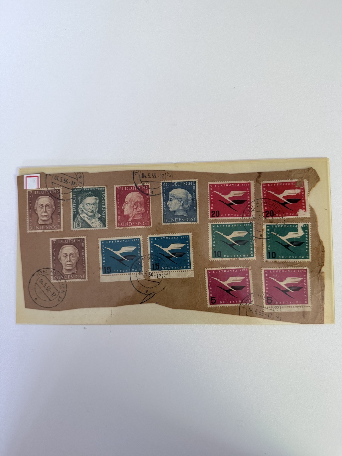 1955 Vintage West German Stamp Cover – Lufthansa & Bundespost