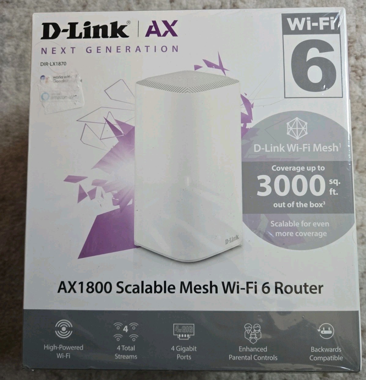 D-Link AX Scalable Mesh Wi-Fi 6 Router AX1800 DIR - LX1870 NEW SEALED D-Link AX Scalable Mesh Wi-Fi 6 Router AX1800 DIR - LX1870 NEW SEALED