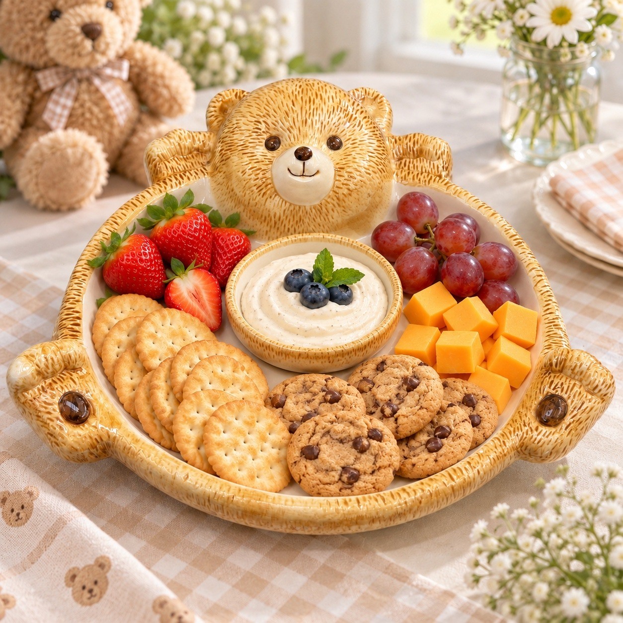 Big Sky Carvers Bearfoots Jeff Fleming Teddy Bear ChipDip Serving Platter 12\