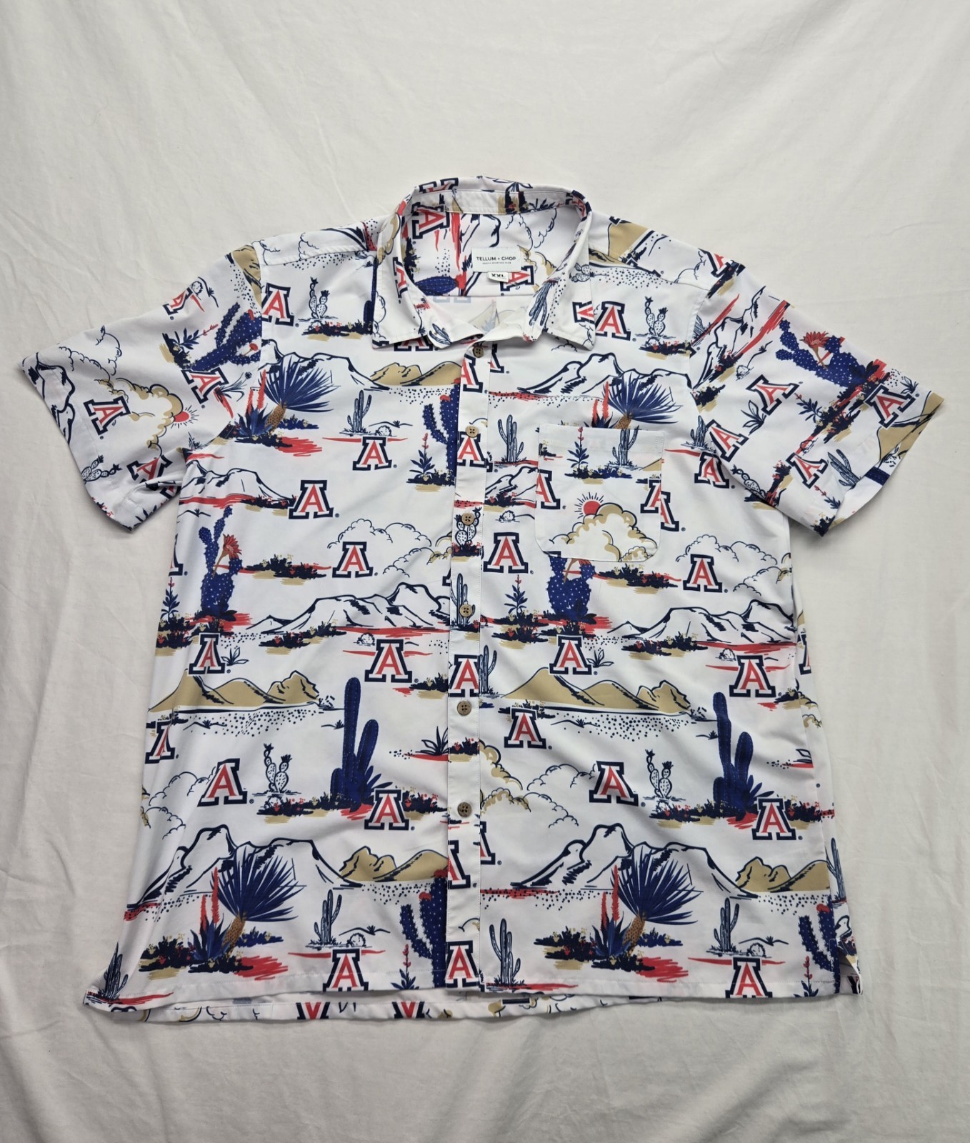Tellum Chop Arizona Wildcats Shirt Button Up Mens XXL NCAA Hawaiian Camp