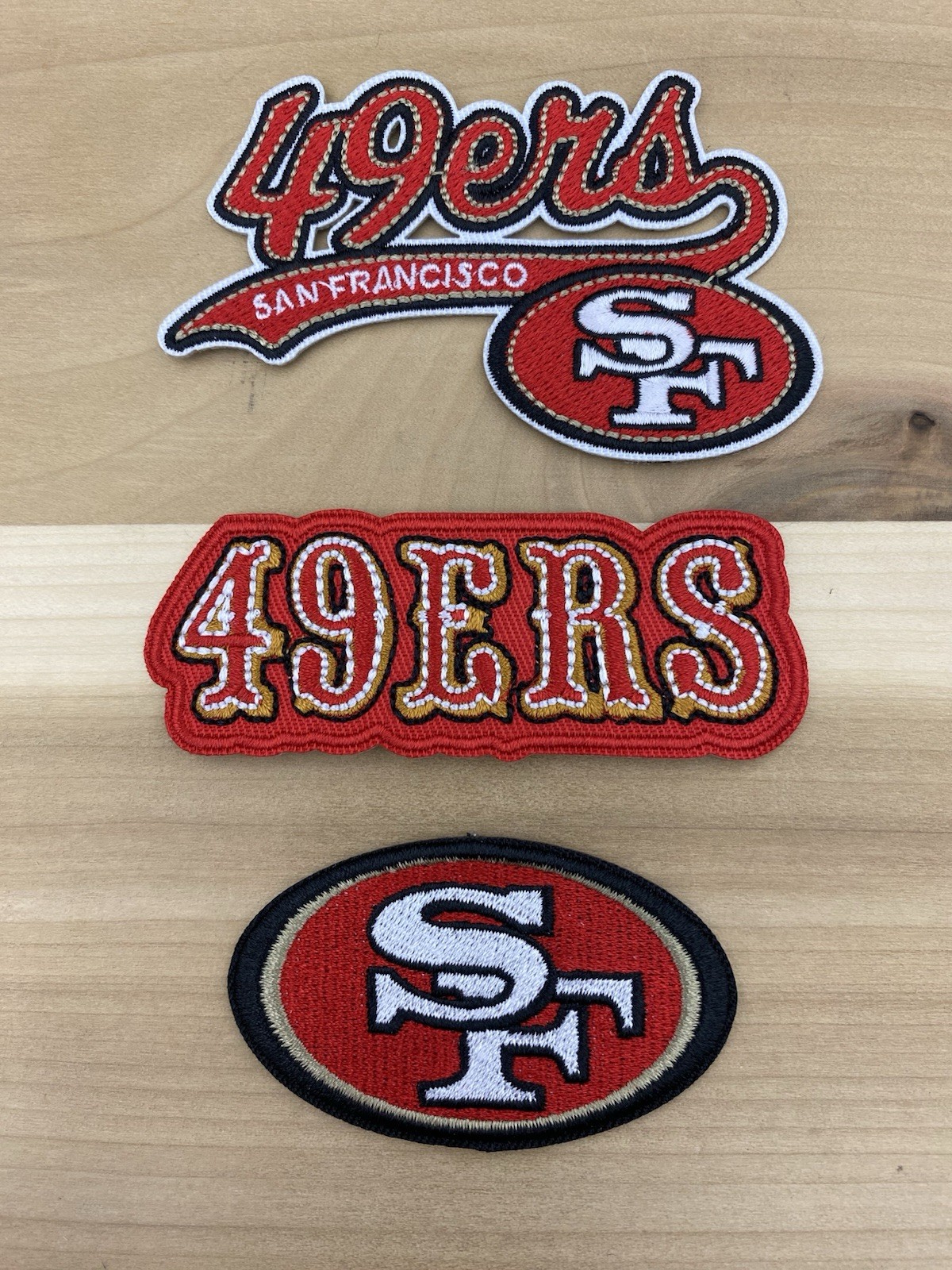 Lot Set Of 3 San Francisco 49ers Embroidered Iron On Patch 2.5”-3” Lot Set Of 3 San Francisco 49ers Embroidered Iron On Patch 2.5”-3”