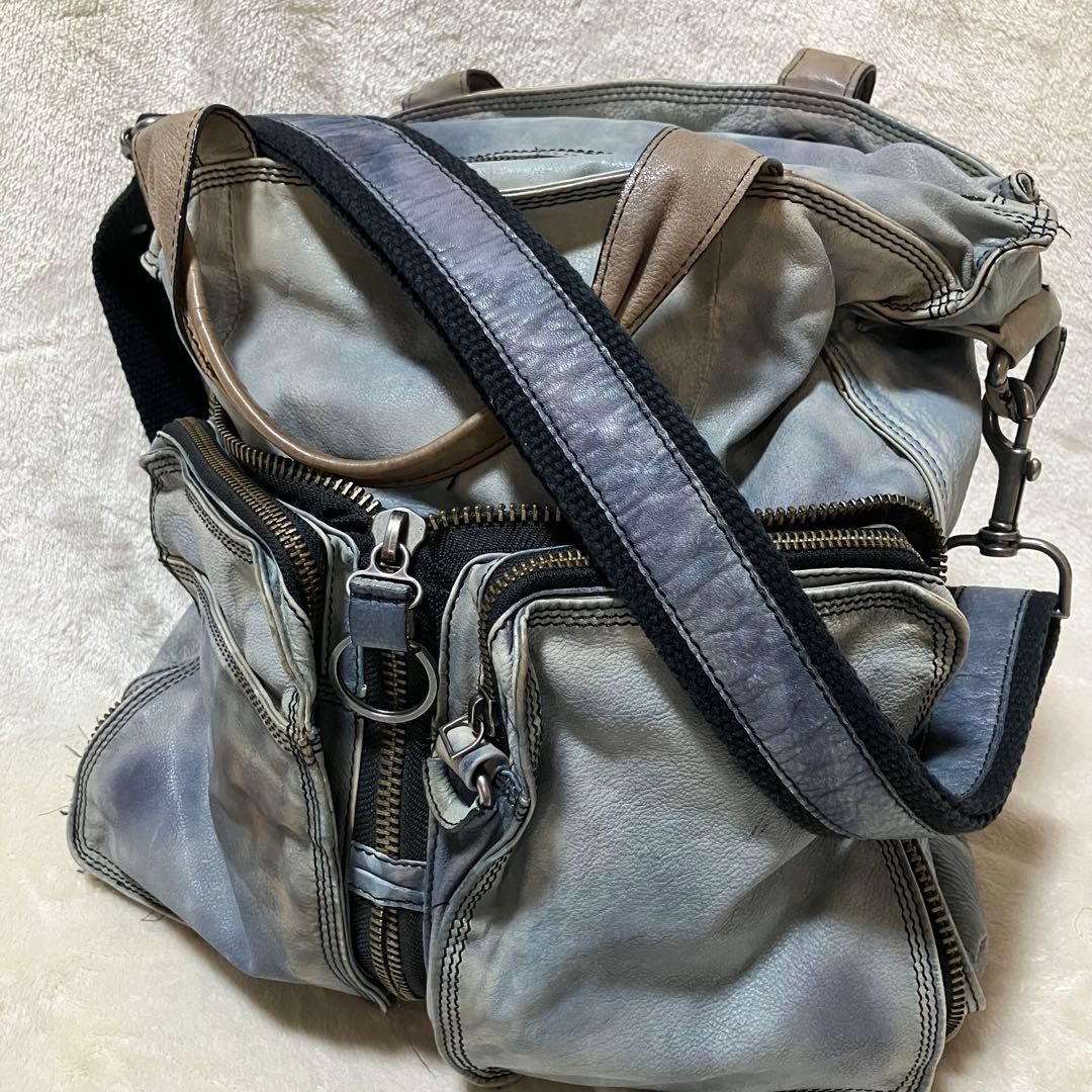 Authentic DIESEL Shoulder bag Archive Leather Denim Indigo Vintage From Japan
