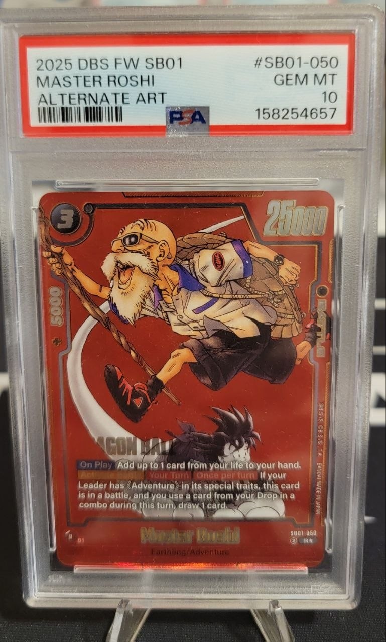 2025 DBS FW  SB01 MASTER ROSHI ALTERNATE ART MANGA BOOSTER 01 #SB01-050 PSA 10