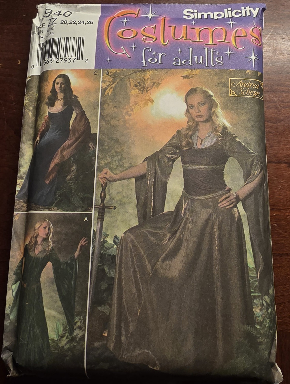 VTG Simplicity 4940 Renaissance Costume Gown Pattern ZZ 20-26 by Andrea Schewe