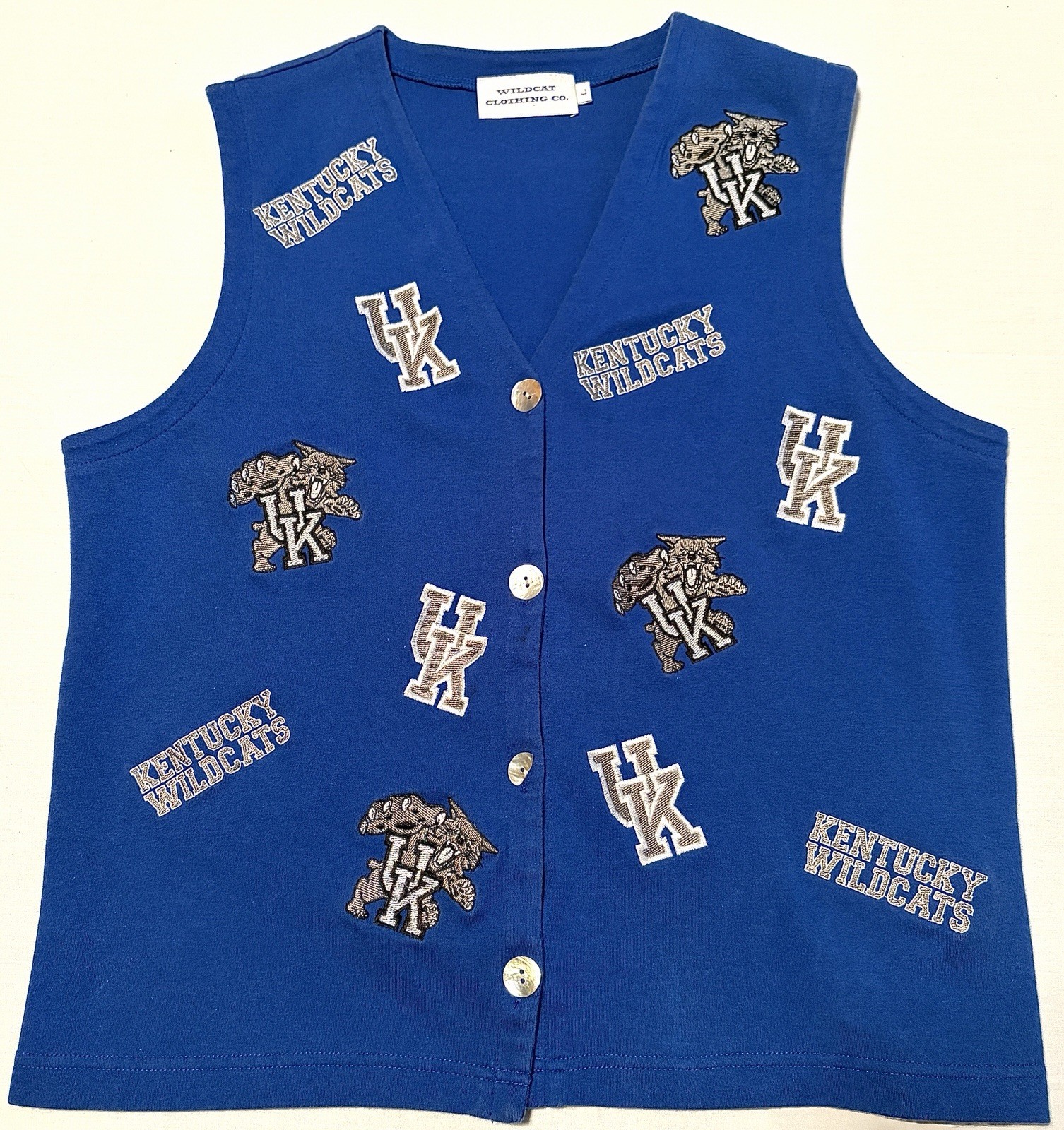 Vtg 90's Univ of KENTUCKY WILDCATS NCAA Logo Women's L Sweater Vest 100% Cotton Vtg 90's Univ of KENTUCKY WILDCATS NCAA Logo Women's L Sweater Vest 100% Cotton