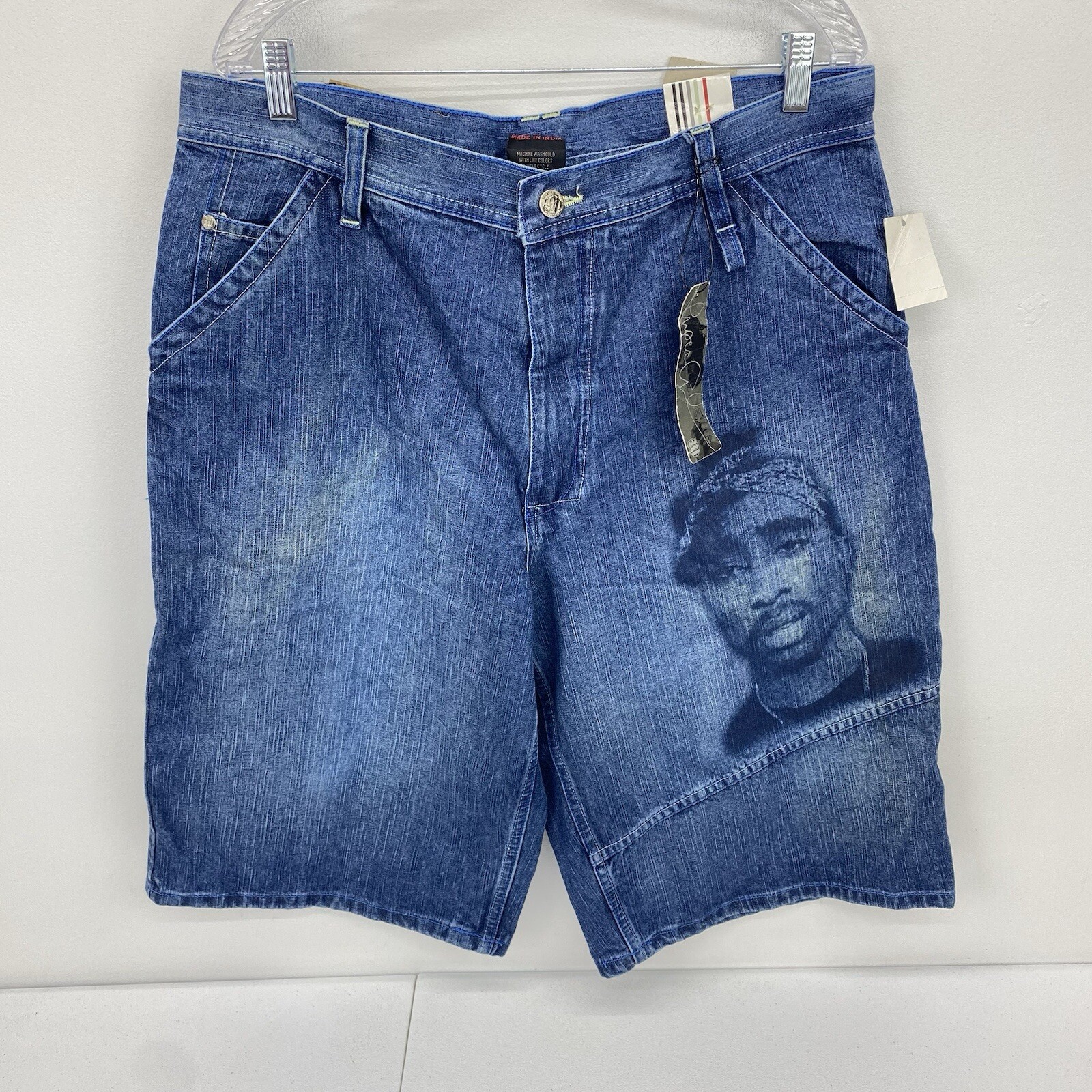VTG Makaveli Shorts Men 36 Rap Hip Hop Tupac 2pac Wide baggy 90 Y2k retro 14\