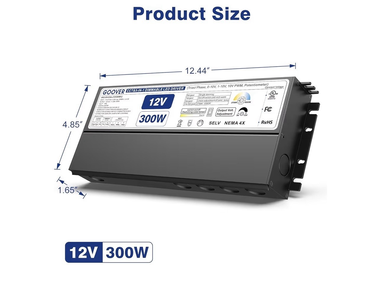 Goover Dimmable LED Driver Hardware Power 12v 300W  GV-CSA-J12V300W-U