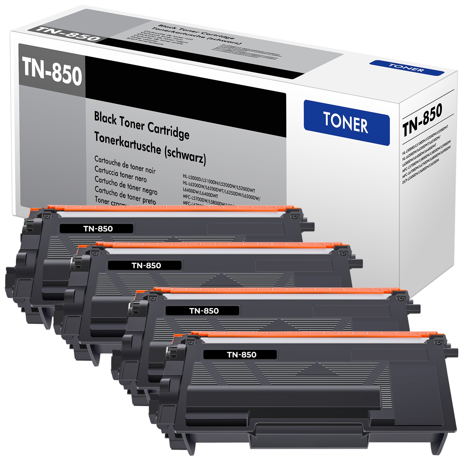 4PK TN850 Black Toner Cartridge Fit For Brother HL-L5200DW HLL6200DW MFC-L5800DW