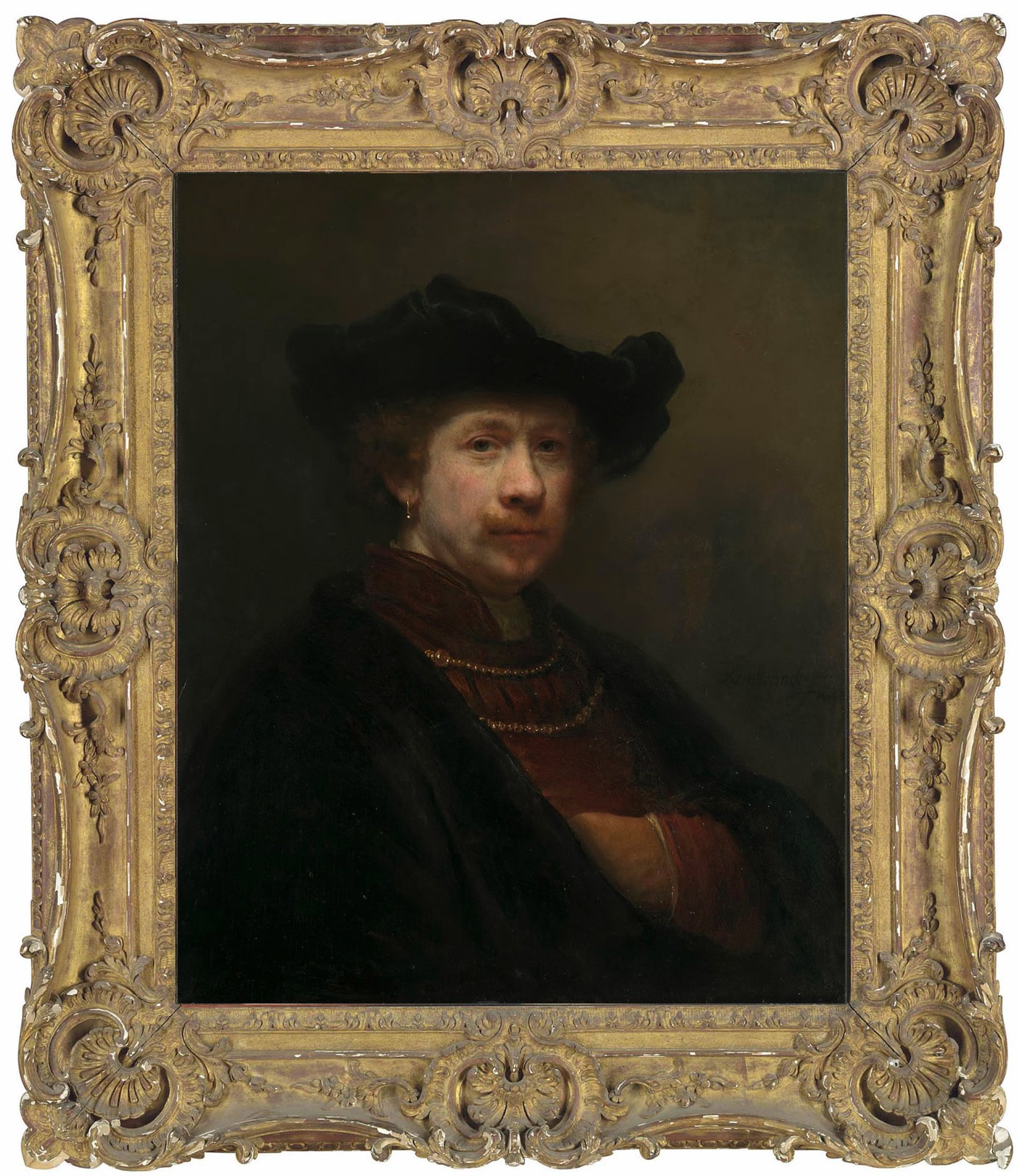 Hand Painted Classical Oil Painting Rembrandt Self Portrait Art  Vintage Style