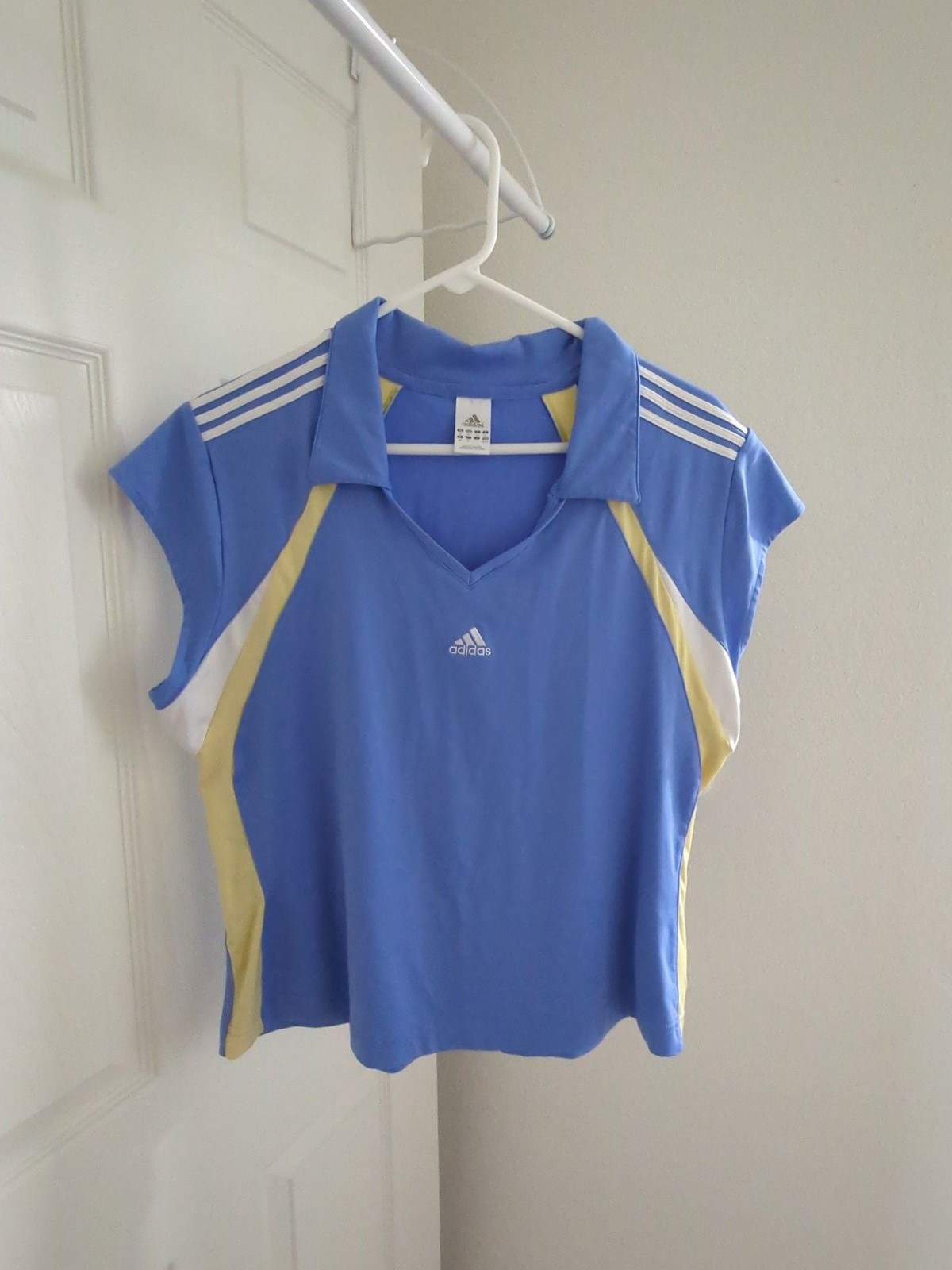 Adidas Climalite Polo Shirt Size XL Blue White Yellow Tennis Golf Adidas Climalite Polo Shirt Size XL Blue White Yellow Tennis Golf