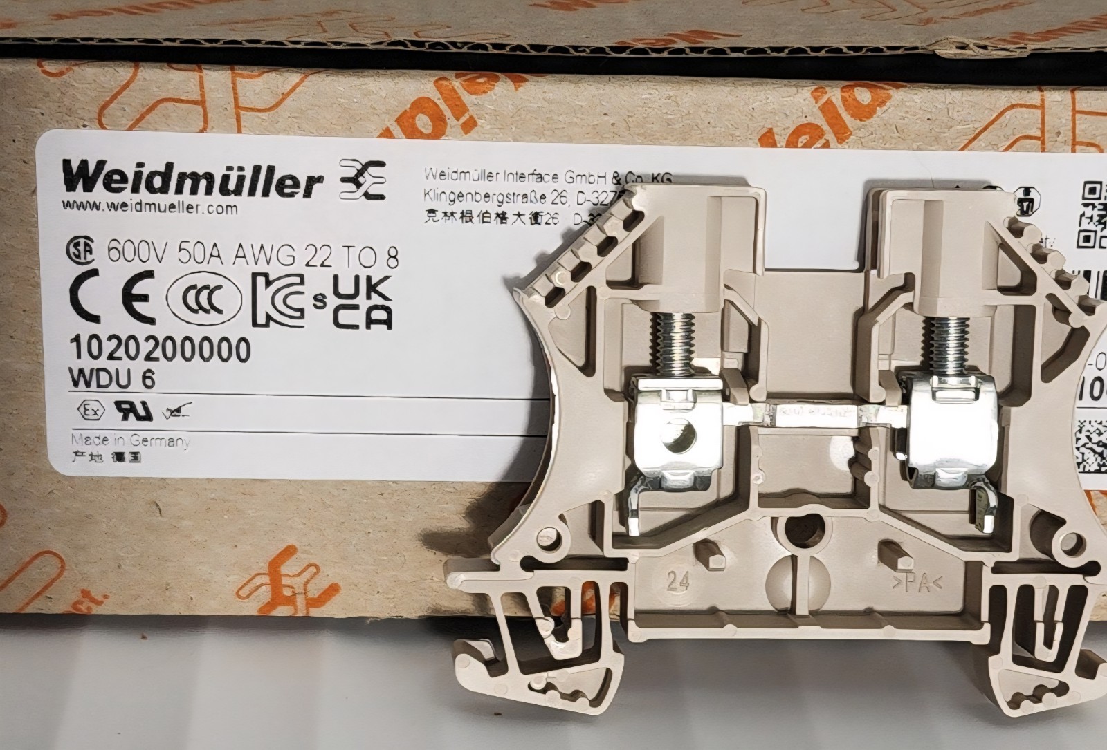 New 100Pcs Weidmuller Terminal WDU 6 1020200000 WDU6 New 100Pcs Weidmuller Terminal WDU 6 1020200000 WDU6