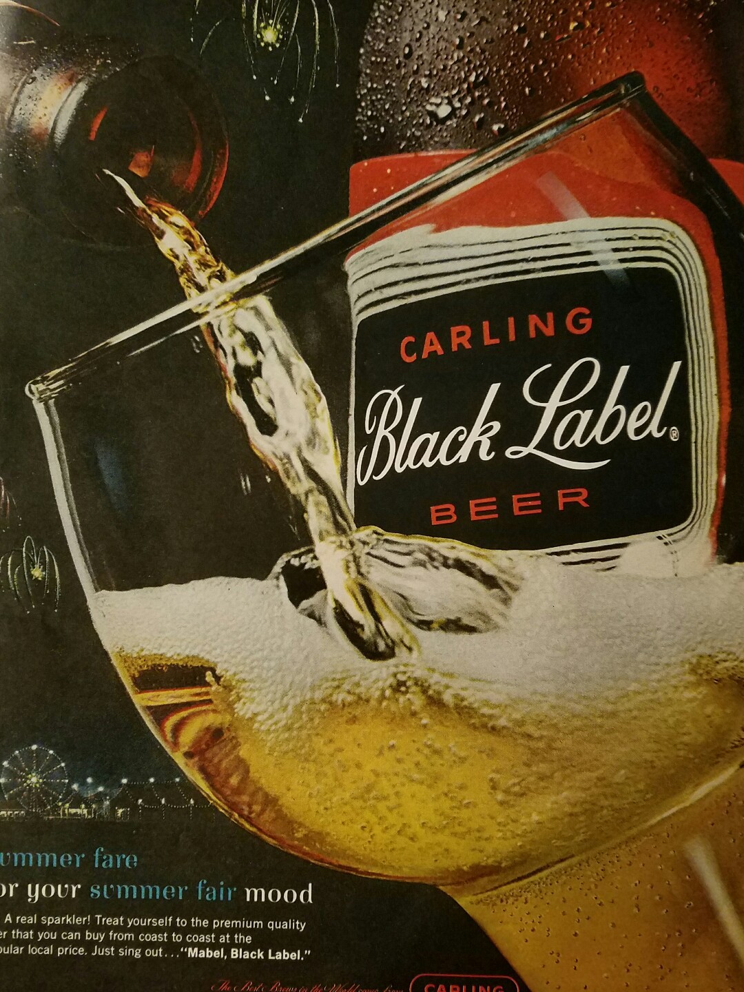 1963 Carling Black beer glass  your summer fair mood ad