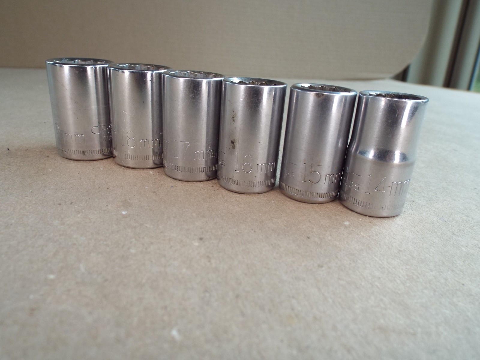 VTG 6 PC Craftsman Metric Socket 14 - 19mm Lot 1/2\