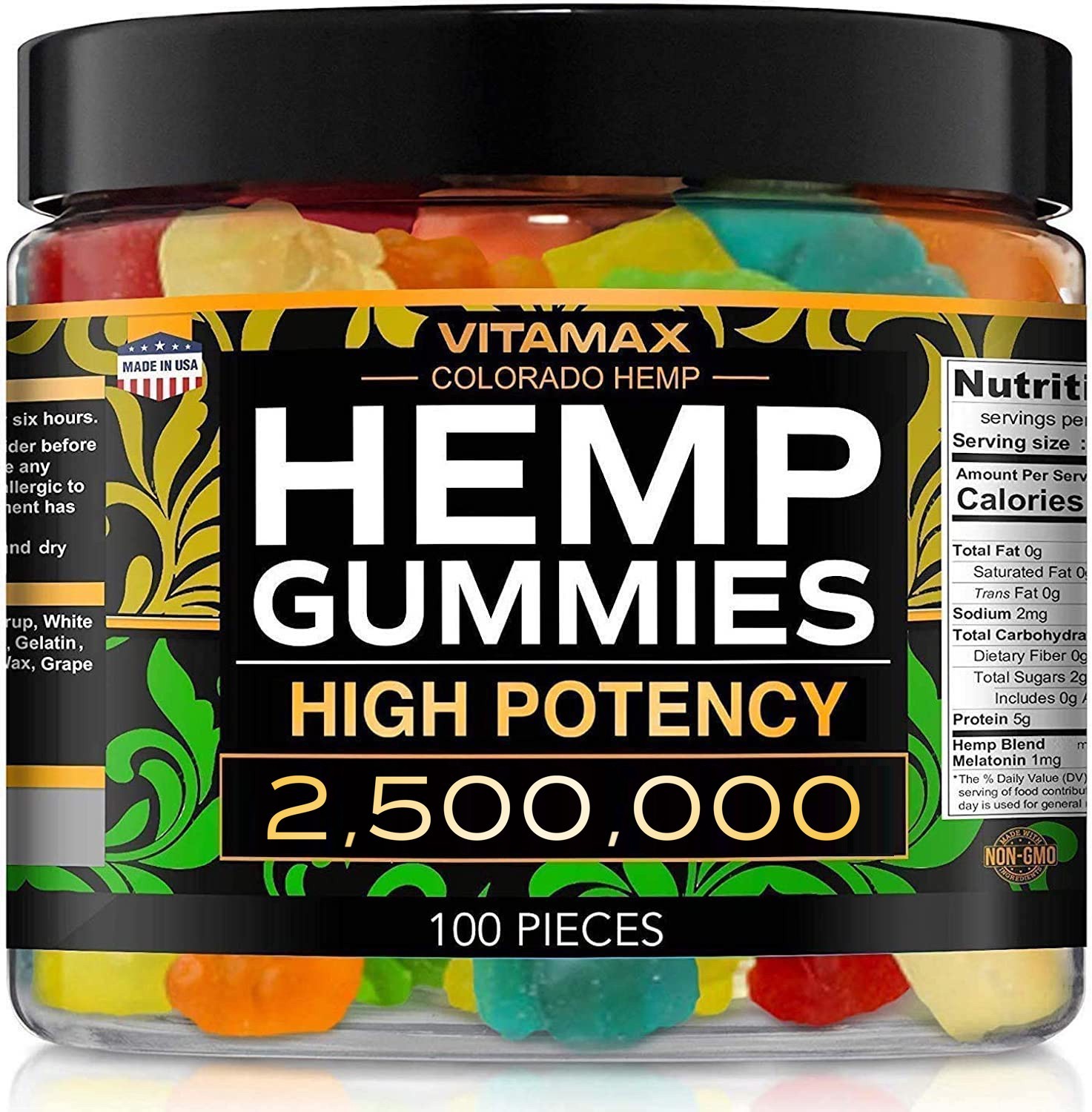Natural Gummies for Stress Relief - Great for Pain, Insomnia & Anxiety -100ct Natural Gummies for Stress Relief - Great for Pain, Insomnia & Anxiety -100ct