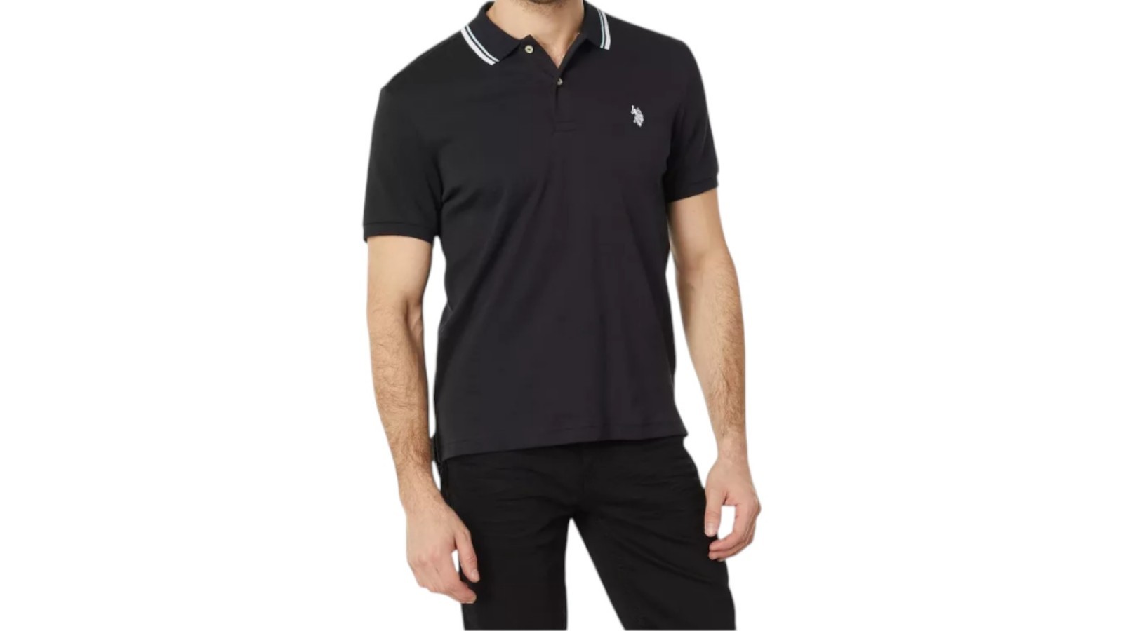 U.S. Polo Assn. Men\'s Slim Fit Tipped Interlock Knit Polo Shirt U.S. Polo Assn. Men\'s Slim Fit Tipped Interlock Knit Polo Shirt