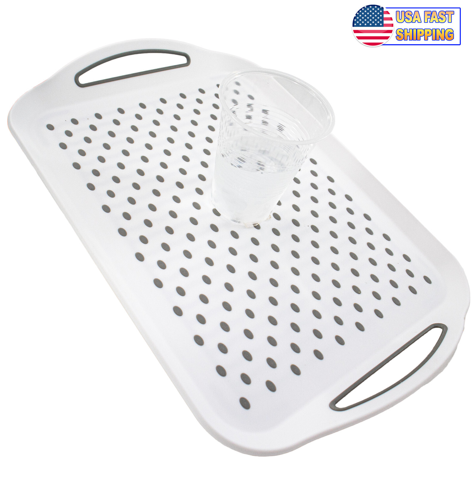 Non Slip Serving Tray w Handles Plastic Food Serve Tray Parties, Bed & TV Dinner Non Slip Serving Tray w Handles Plastic Food Serve Tray Parties, Bed & TV Dinner