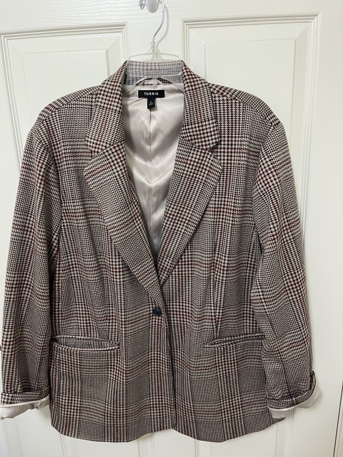 Torrid Size 2, Brown plaid Blazer Jacket Preppy Fall, Lined Torrid Size 2, Brown plaid Blazer Jacket Preppy Fall, Lined