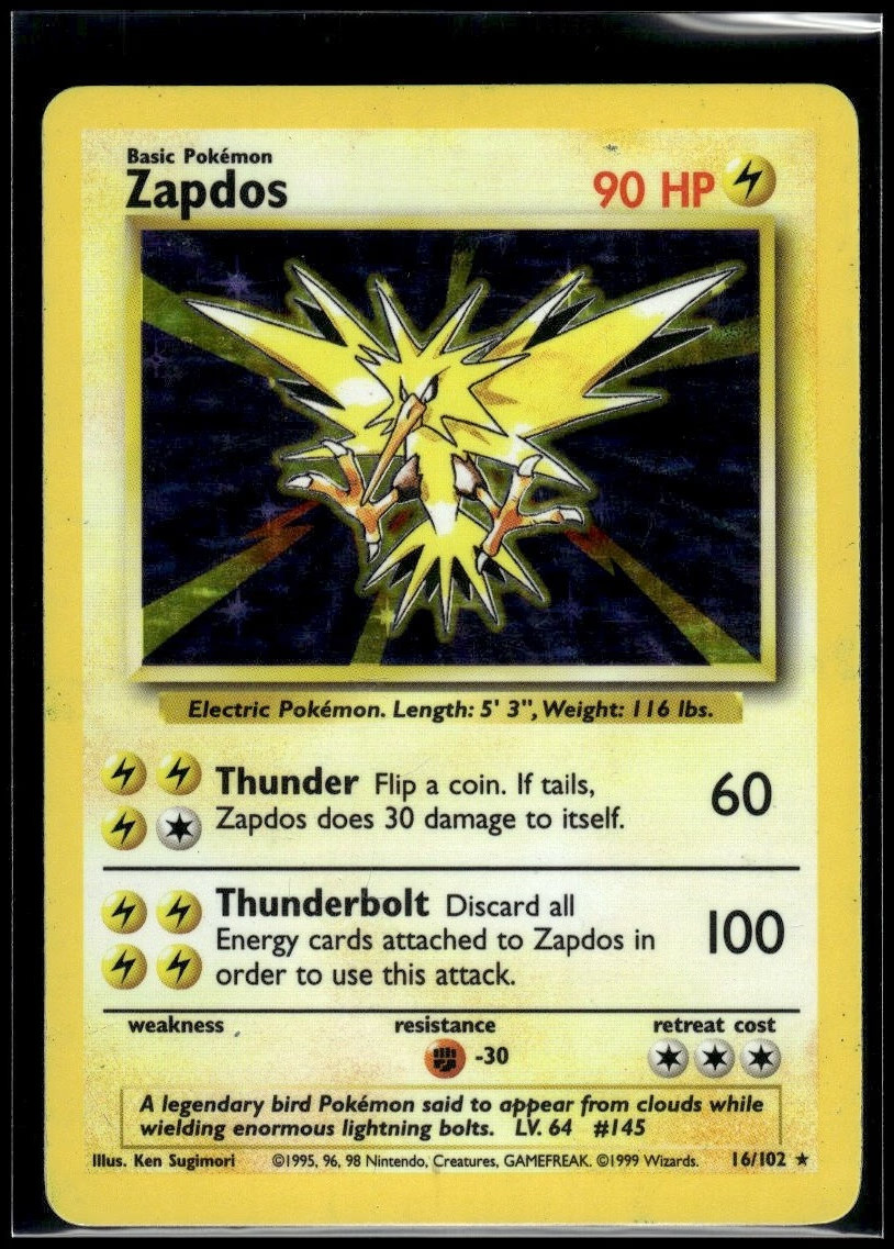 Pokemon Zapdos EN Holofoil 16 Base Common Pokemon Zapdos EN Holofoil 16 Base Common