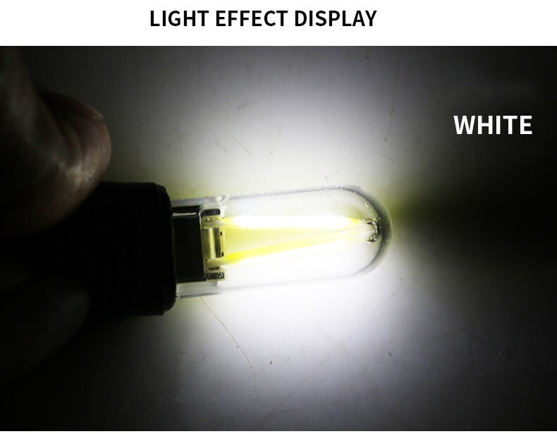 1-100x T10 Filament COB Car LED Side Light Bulbs 7 Color Light Chip Super Bright