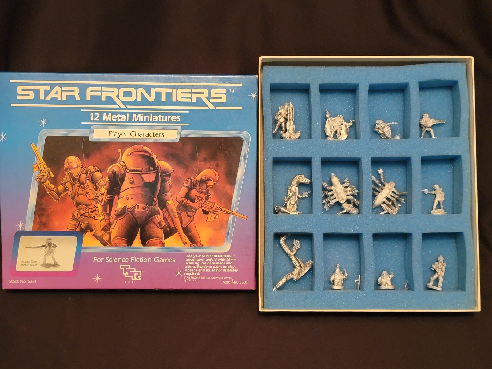Vintage TSR Star Frontiers Metal Miniatures Player Characters Complete In Box