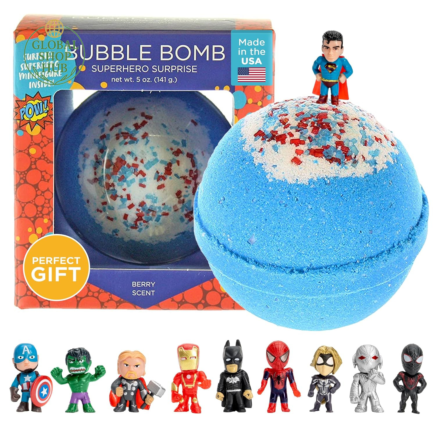Superhero Bath Bombs for Kids & Boys with Surprise Hero Toys inside (1 Pack) - L Superhero Bath Bombs for Kids & Boys with Surprise Hero Toys inside (1 Pack) - L