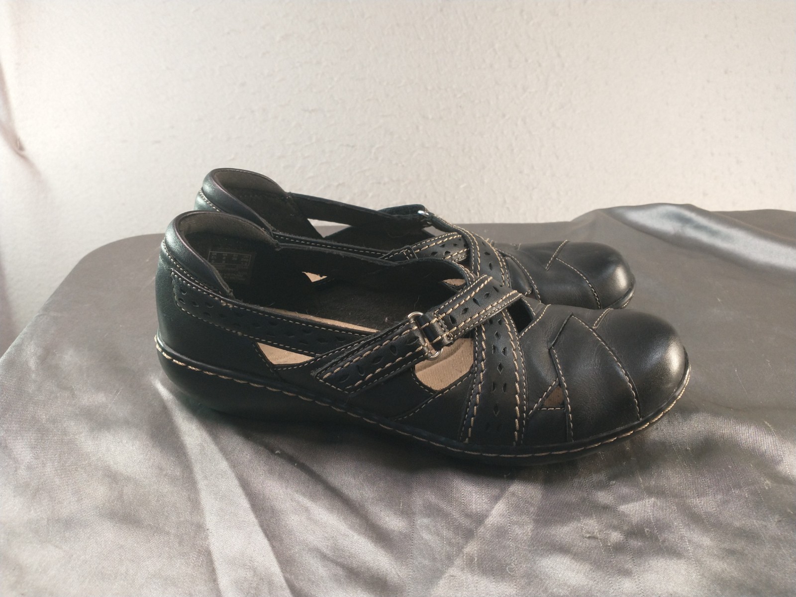 Clarks Ashland Spin Q Women 8 M Black Leather Mary Jane Comfort Shoes 26065645