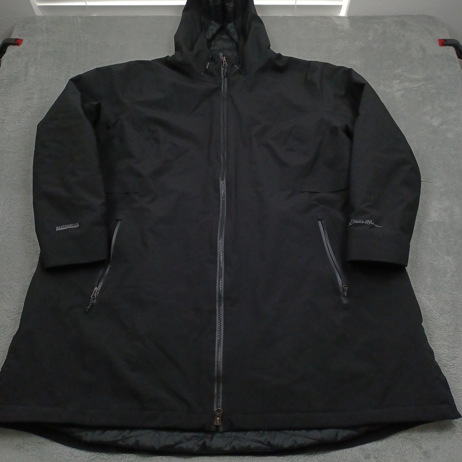 Eddie Bauer Jacket Womens 3X Black Full Zip Outdoor Quilted Pockets Hooded