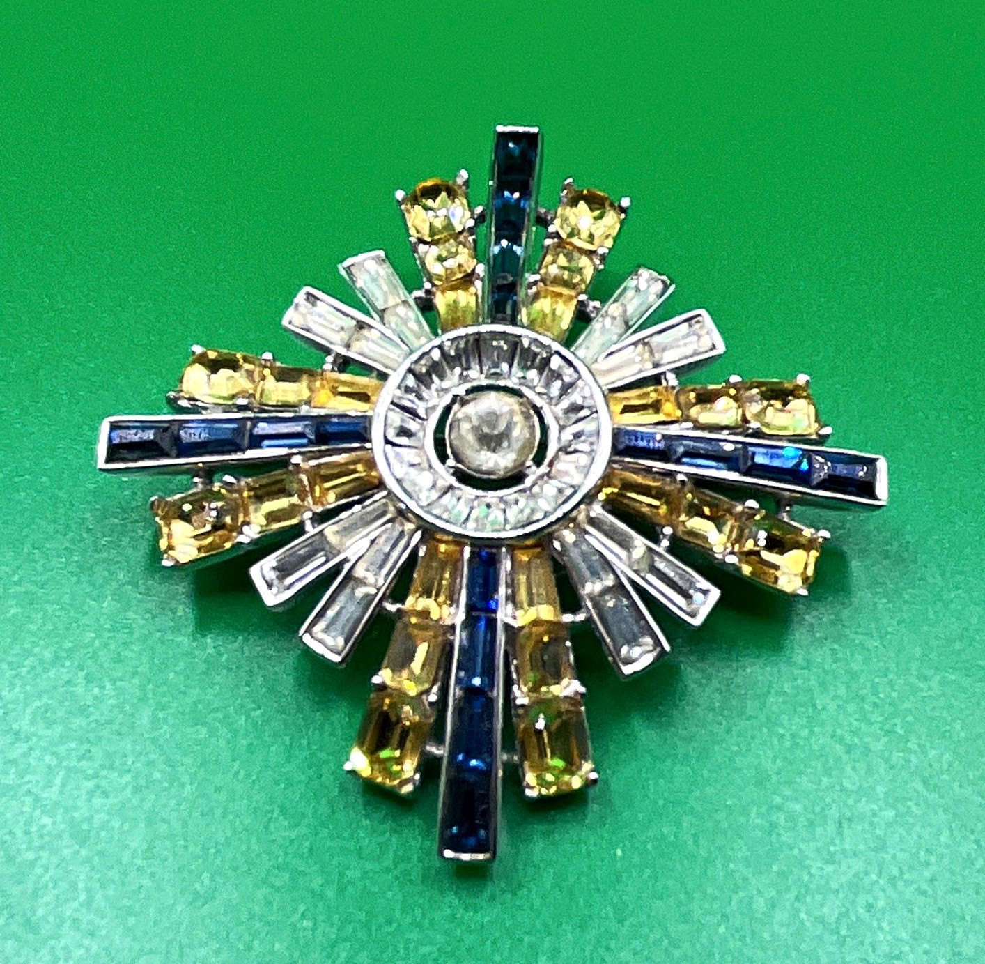 Rare Vintage Crown Trifari Alfred Philippe Starburst Brooch Pendant Pat Pend 