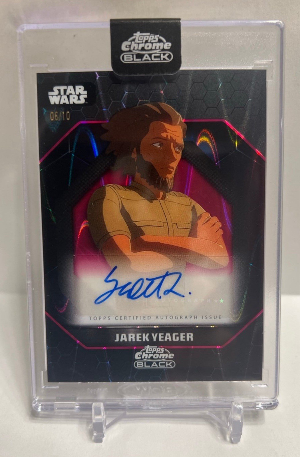 2024 Topps Star Wars Chrome Black Jarek Yeager / 10 Auto #ALS-SL 2024 Topps Star Wars Chrome Black Jarek Yeager / 10 Auto #ALS-SL