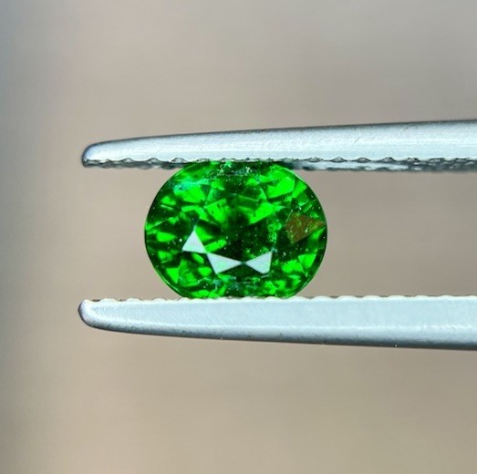 Natural Tsavorite 1.25 Carats  Gemstone, Vivid Green Colour, 6.4x5.5x4.9 mm oval