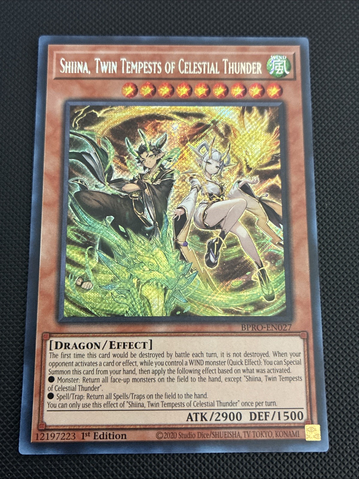 Shiina, Twin Tempests of Celestial Thunder BPRO-EN027 1st Edition Secret Rare NM