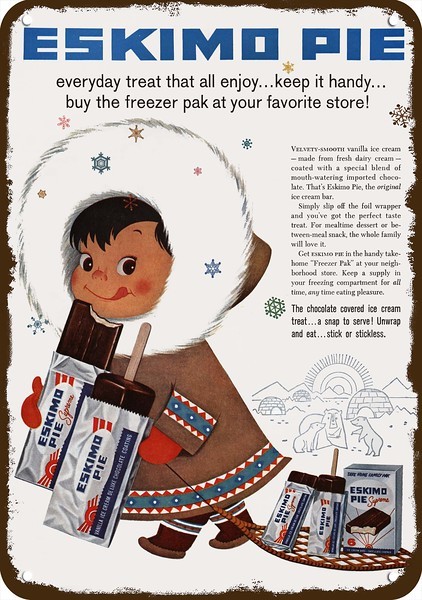 1958 ESKIMO GIRL LOVES ESKIMO PIE BAR Vintage Look DECORATIVE REPLICA METAL SIGN