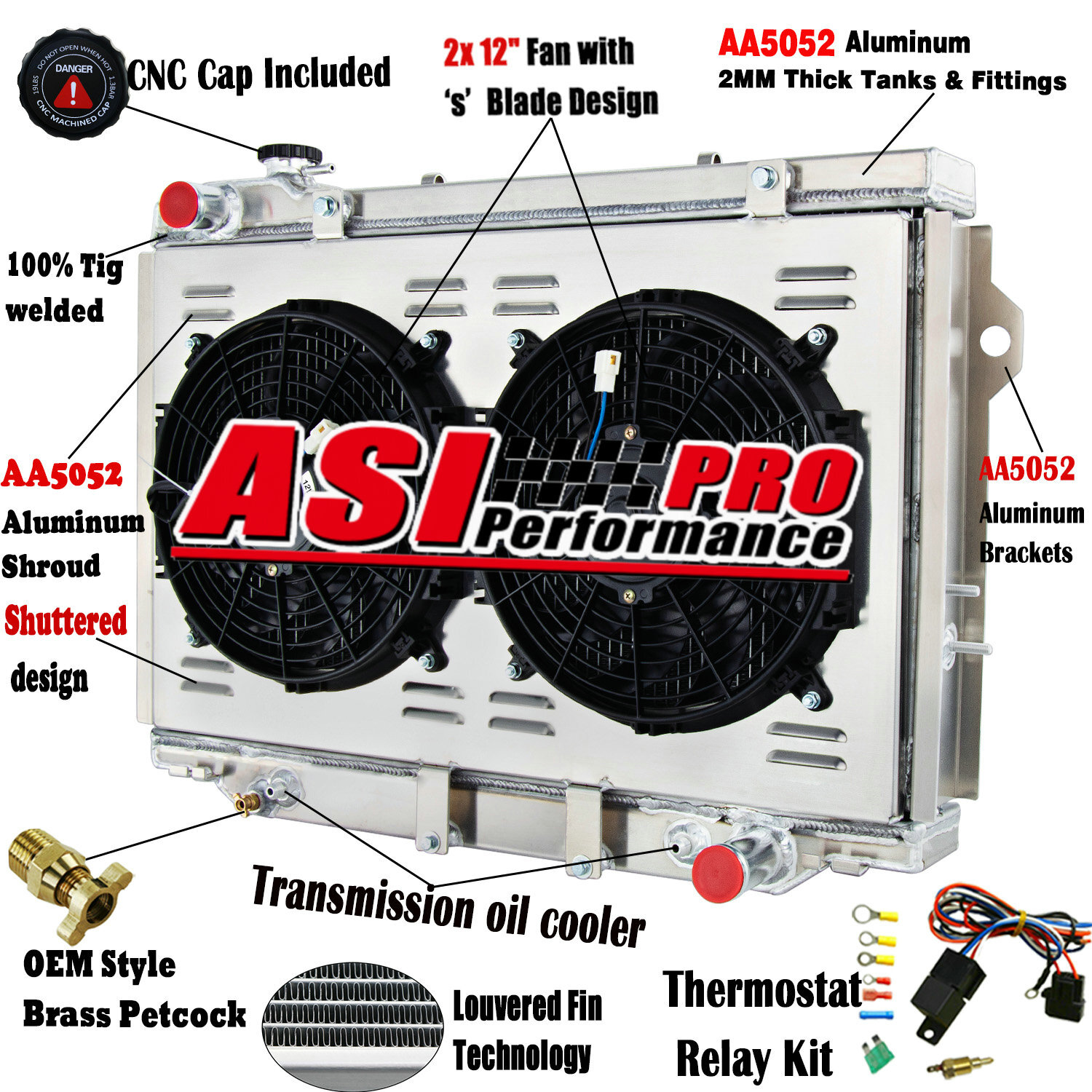 4ROW Radiator Shroud Fan For 1990-98 Toyota Landcruiser HDJ80 HZJ80 FZJ80