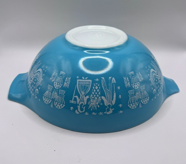 Rare PYREX Factory Misprint Amish Butterprint 4 Qt Cinderella Bowl 444 Rare PYREX Factory Misprint Amish Butterprint 4 Qt Cinderella Bowl 444