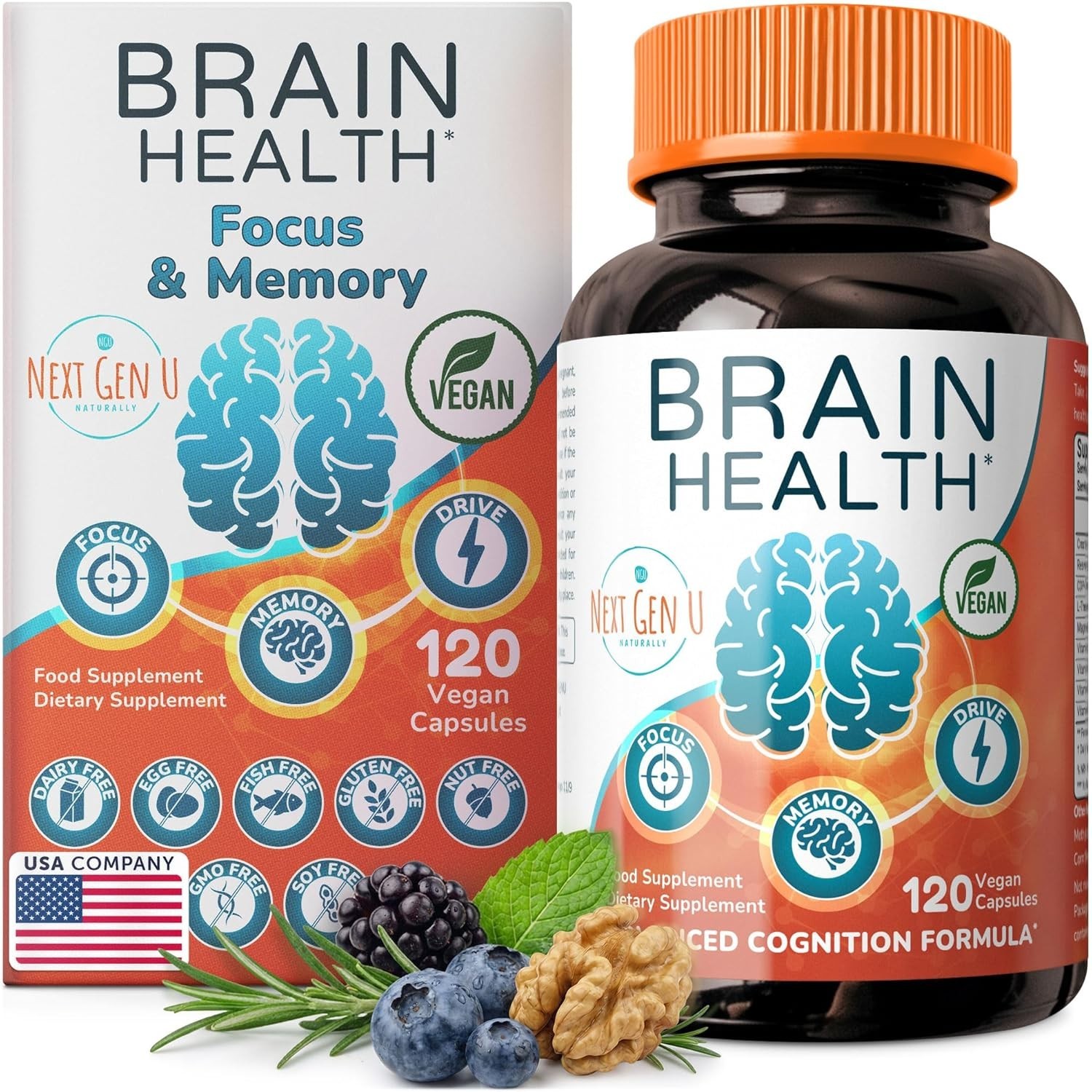 Vitaminas Para El Cerebro Suplemento 100% Natural Para Mejorar La Mente Memoria