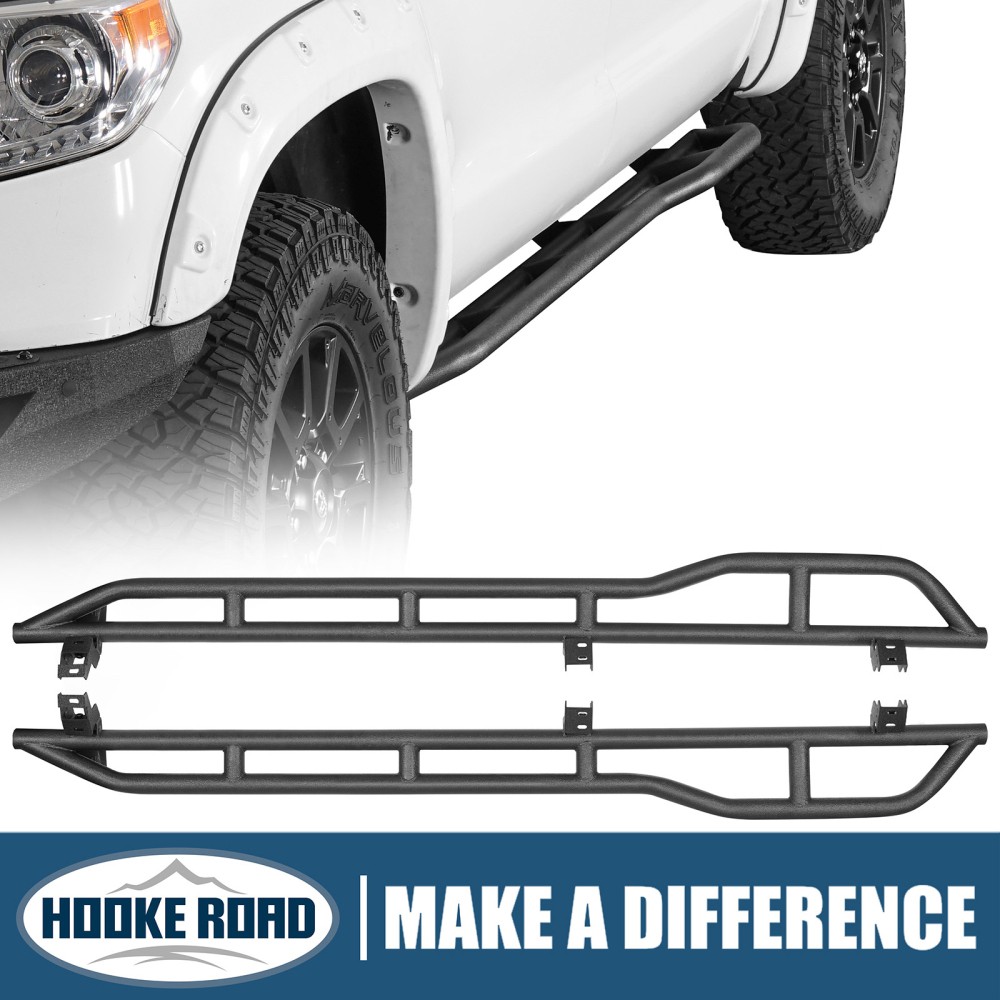 Hooke Road Steel Pair Tube Slider Rocker Guards Fit Tundra 2007-2021 Crewmax