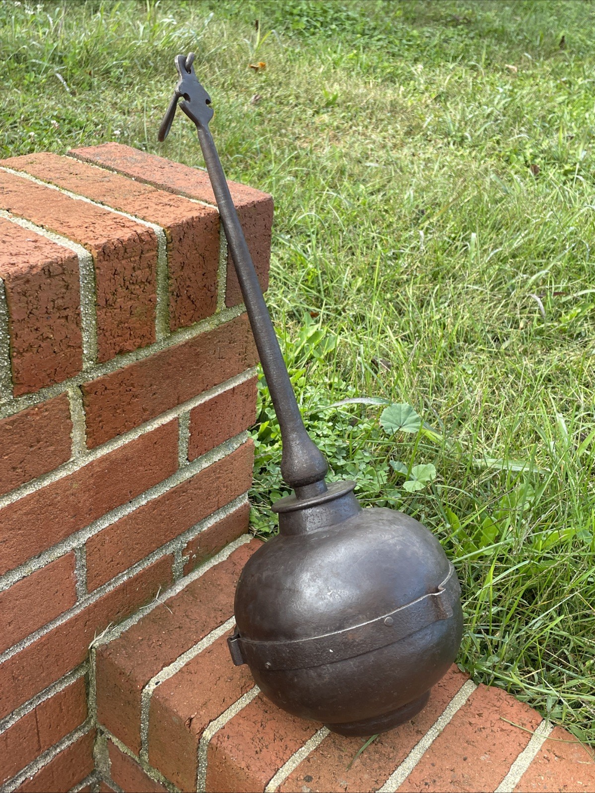 1700s 1800s Antique Hand Forged Wrought Iron Chandelier Center Part Needs Arms