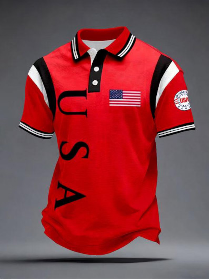 USA Patriotic Red Polo Shirt