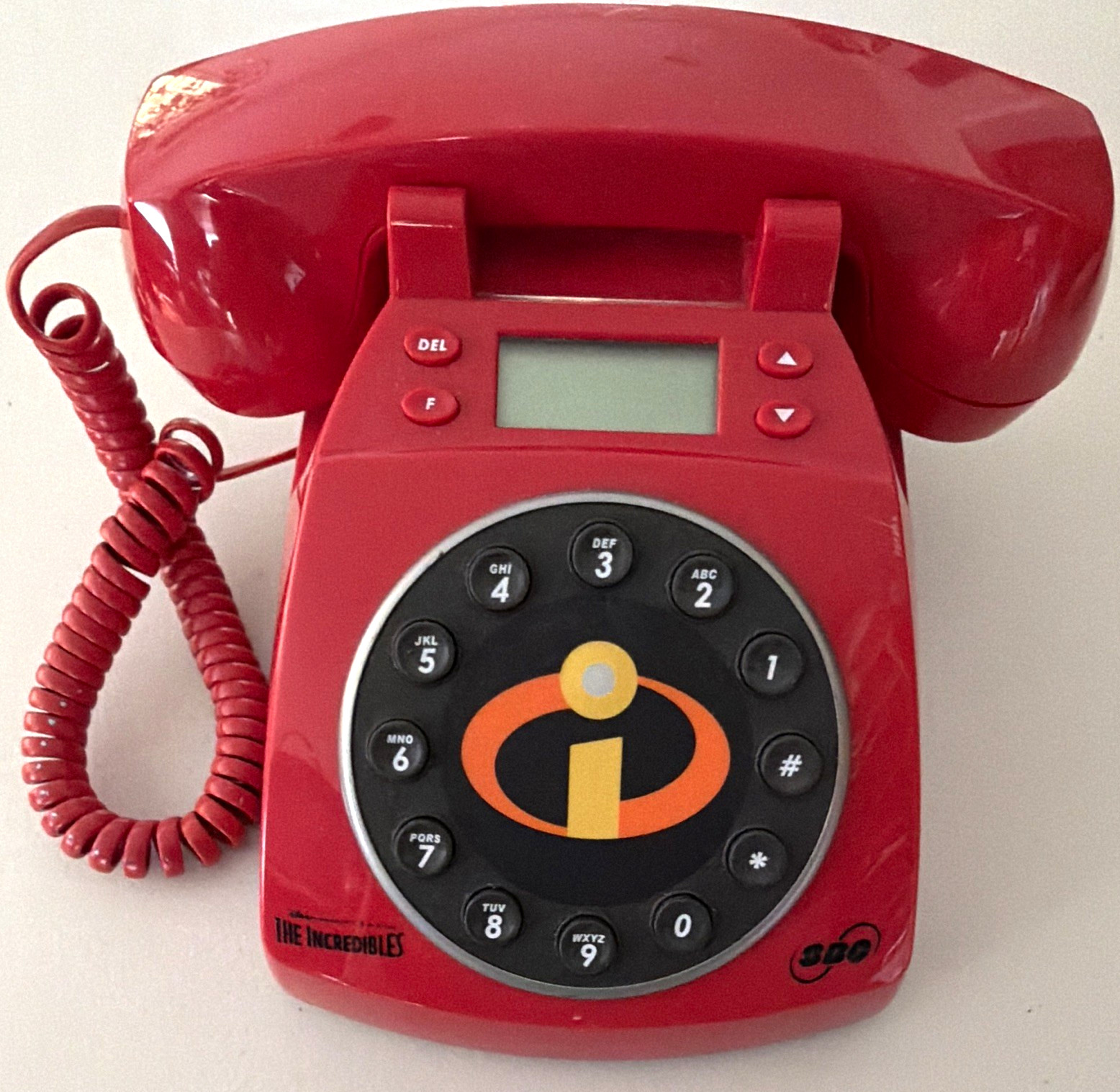 SBC The Incredibles Retro Corded Telephone w/ Caller ID, Red/Black