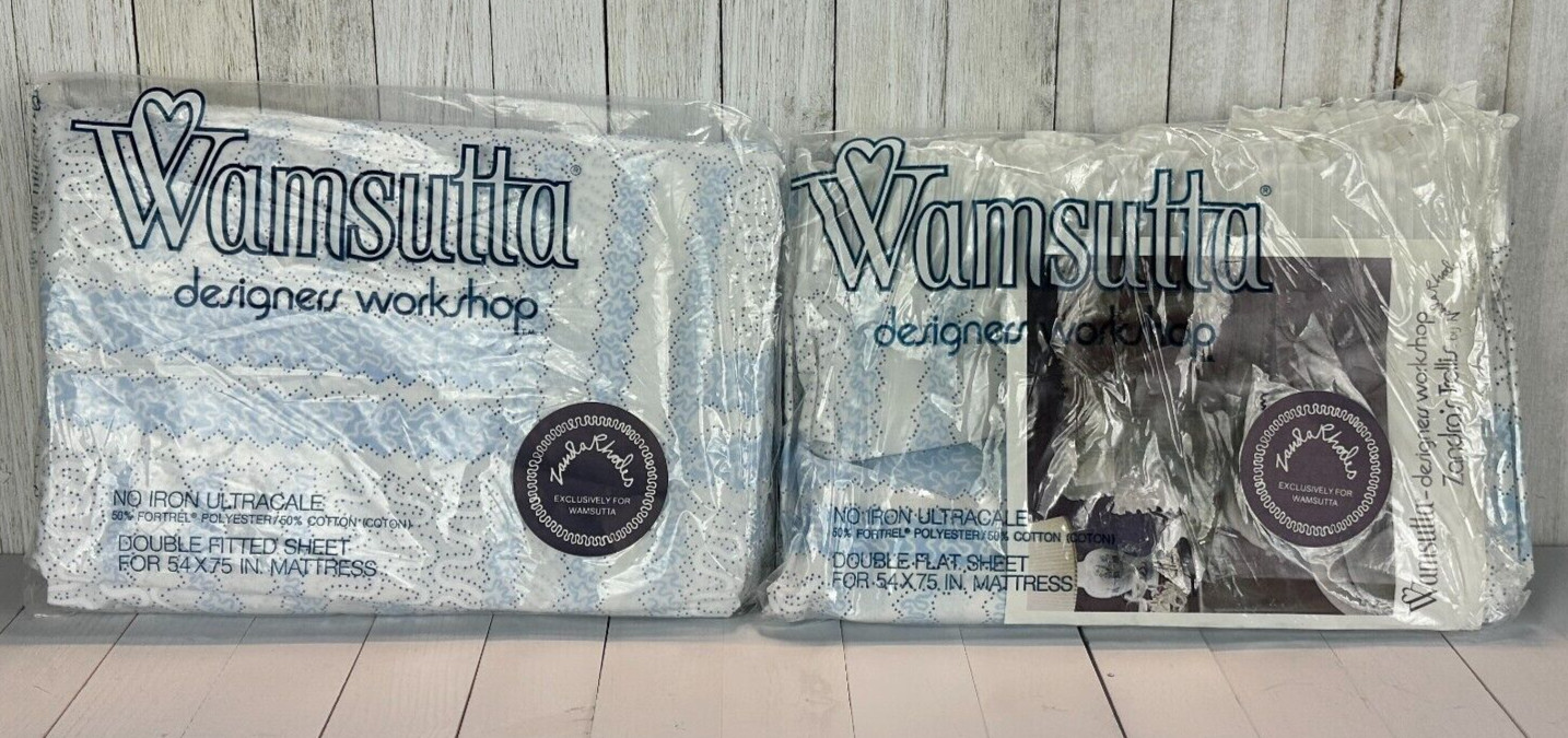 VTG Zandra Rhodes Zandra\'s Trellis Designer Double Fitted Fitted Sheet Wamsutta