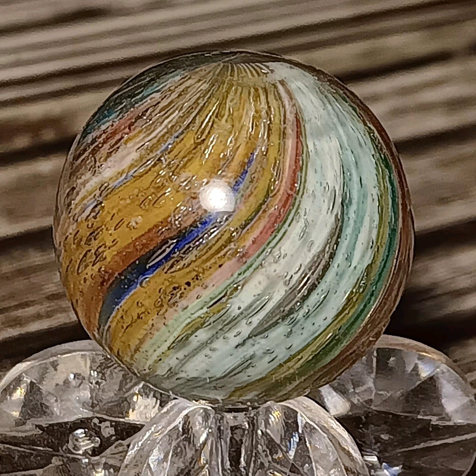 Antique German Handmade Onionskin Marble. .69\
