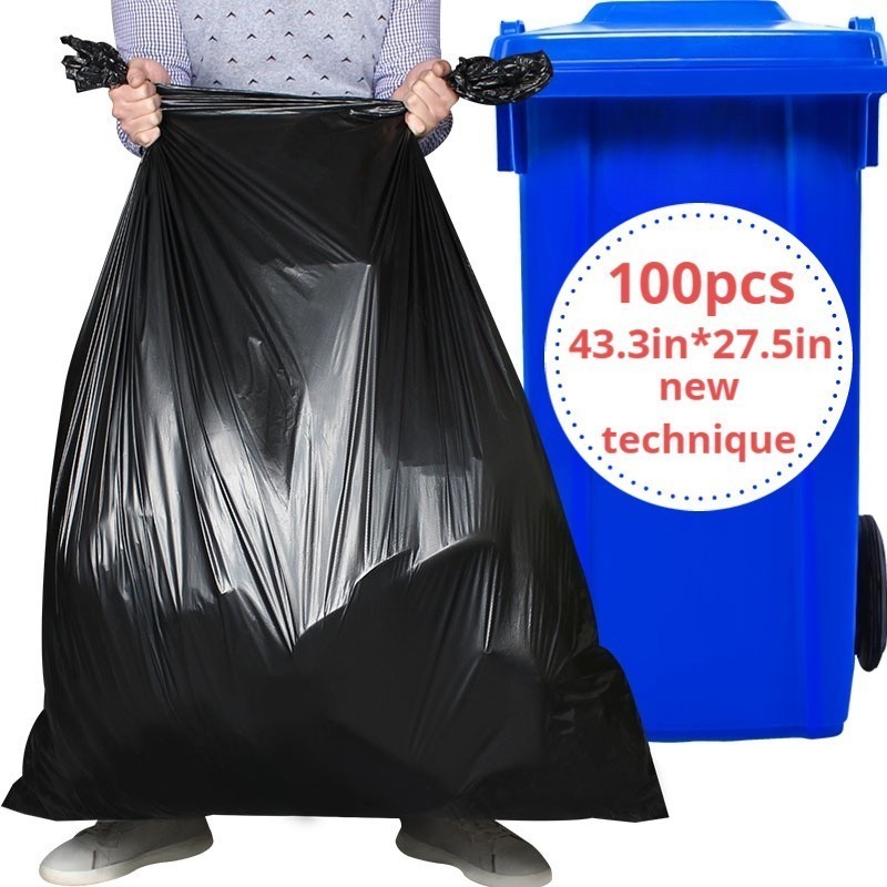 Extra Thick 3 Mil Heavy Duty Black Trash Bags, 50-55 Gallon, 100 Count for Yard
